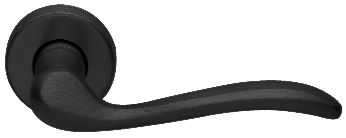 Ручка дверная TOSCANA R2 NERO раздельная на круглой розетке, цвет - черный фото 1 Ручка дверная TOSCANA R2 NERO раздельная на круглой розетке, цвет - черный фото купить Улан-Удэ