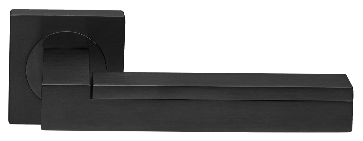 Ручка дверная ISLAND S2 NERO раздельная на квадратной розетке, цвет черный, латунь фото купить в Улан-Удэ