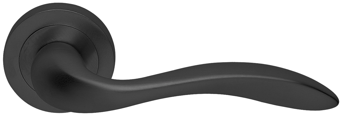 Ручка дверная LEON R2 NERO раздельная на круглой розетке, цвет черный, латунь фото купить в Улан-Удэ