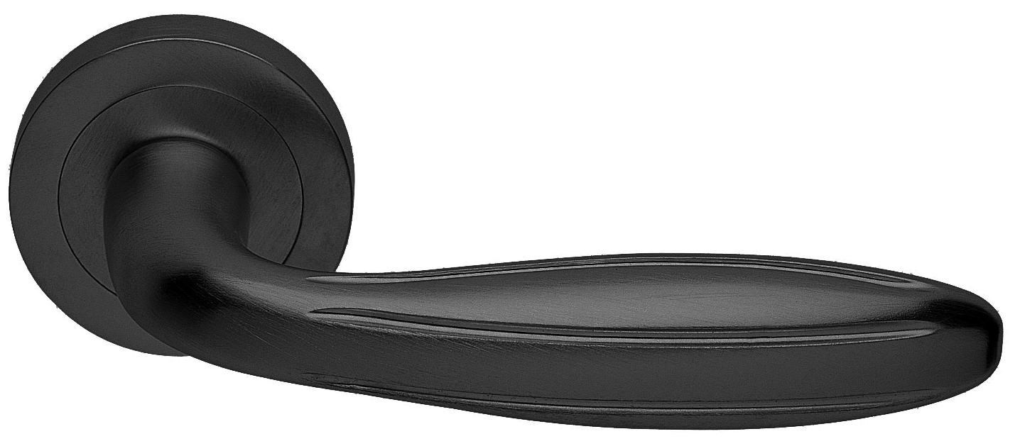 Ручка дверная BUD R2 NERO раздельная на круглой розетке, цвет черный, латунь фото купить в Улан-Удэ