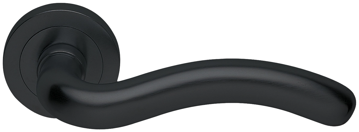 Ручка дверная SNAKE R2 NERO раздельная на круглой розетке, цвет - черный фото купить в Улан-Удэ