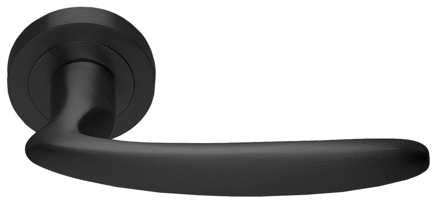 Ручка дверная FLAMINGO R2 NERO раздельная на круглой розетке, цвет черный, латунь фото купить в Улан-Удэ