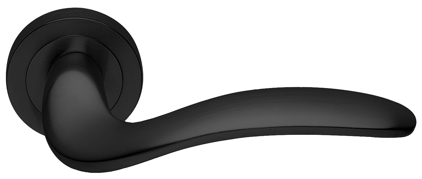 Ручка дверная COBRA R2 NERO раздельная на круглой розетке, цвет - черный фото купить в Улан-Удэ