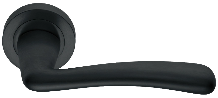 Ручка дверная COCKATOO R2 NERO раздельная на круглой розетке, цвет черный, латунь фото купить в Улан-Удэ