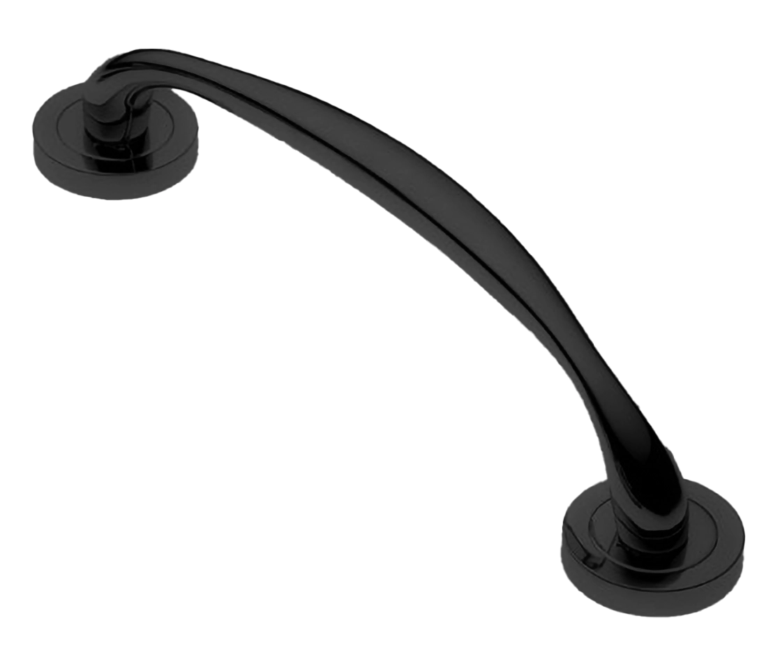 Ручка-скоба дверная LEON PH NERO на круглой розетке, цвет черный, латунь фото купить в Улан-Удэ