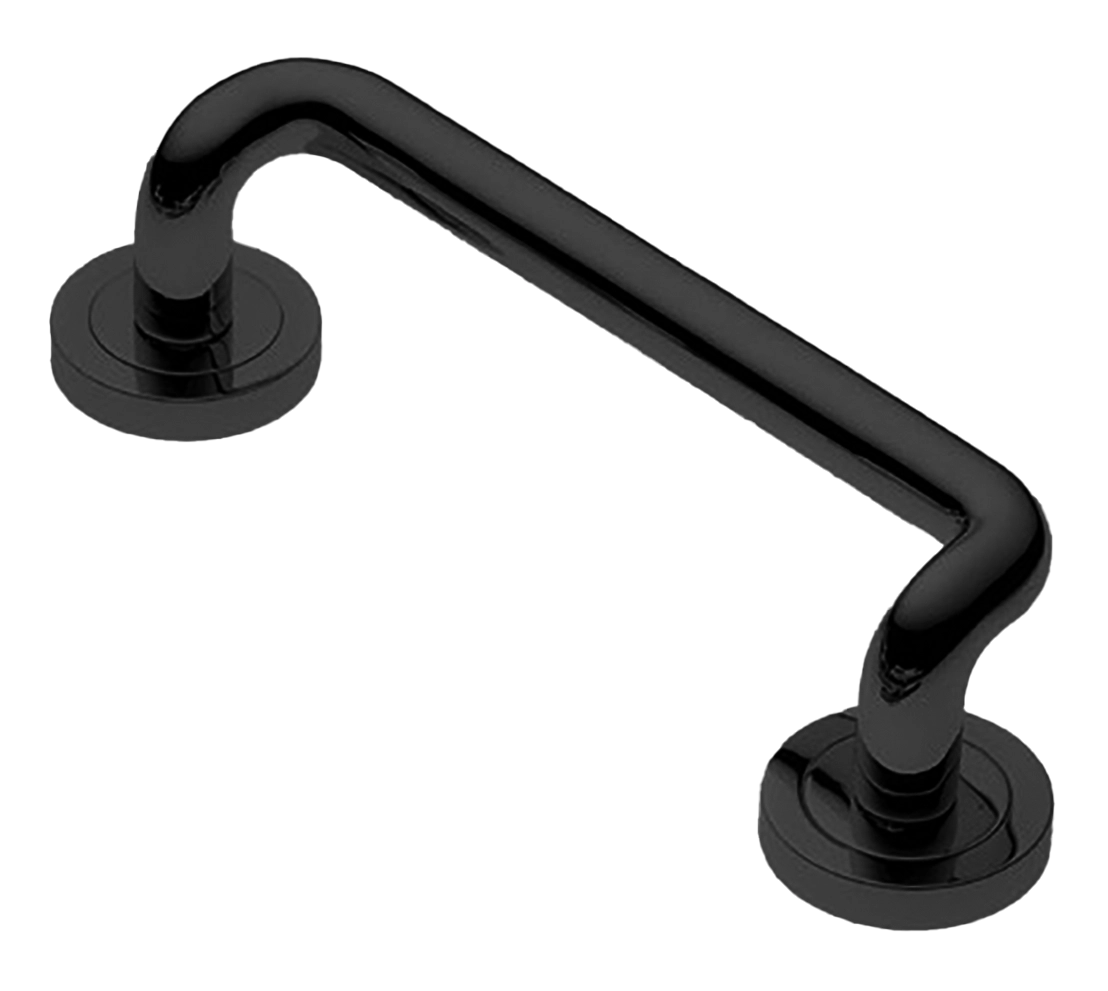 Ручка-скоба дверная SNAKE PH NERO на круглой розетке, цвет черный, латунь фото купить в Улан-Удэ