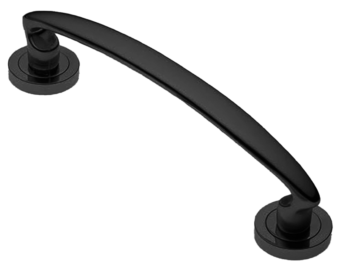 Ручка-скоба дверная FLAMINGO PH NERO на круглой розетке, цвет черный, латунь фото купить в Улан-Удэ