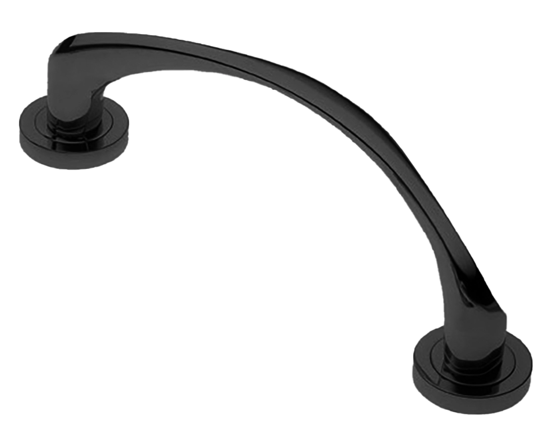 Ручка-скоба дверная COBRA PH NERO на круглой розетке, цвет черный, латунь фото купить в Улан-Удэ