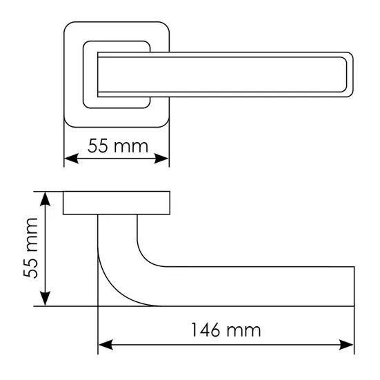 Комплект дверных ручек MH-46 SC/W-S55 + завертка сантехническая MH-WC-S55 SC/CP + защёлка бесшумная 1895P SC + петли врезные универсальные MSN 100X70X2.5-4BB SC (2шт), цвет хром фото купить в Улан-Удэ