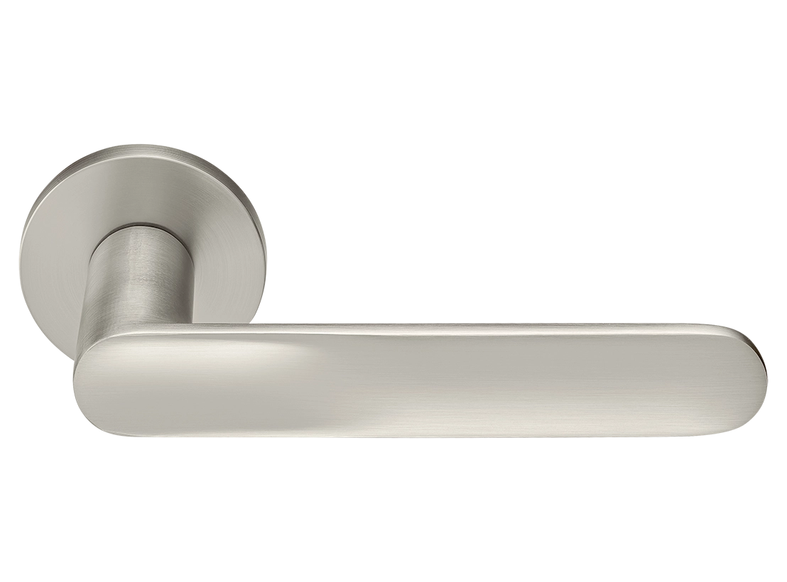 Ручка дверная GARAK MH-59-R6 MSN раздельная на круглой розетке 6 мм, цвет матовый сатинированный никель, ЦАМ фото купить Улан-Удэ