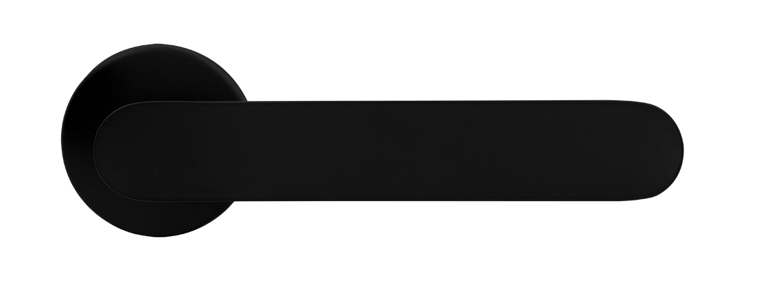 Ручка дверная LE BOAT R5 NERO-ST раздельная на круглой розетке, цвет черный soft-touch, латунь фото купить в Улан-Удэ