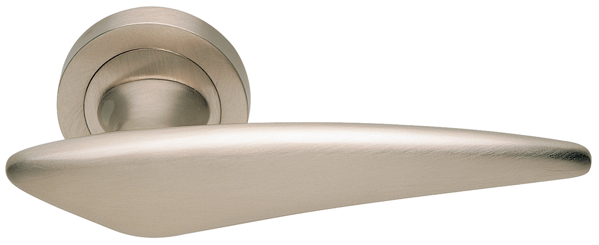 Ручка дверная BOLID R2 NIS раздельная на круглой розетке, цвет матовый никель, латунь фото купить Улан-Удэ