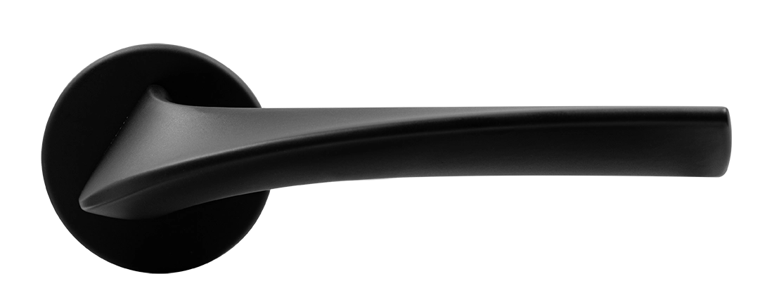 Ручка дверная COMETA R5 NERO-ST на круглой розетке цвет черный soft-touch, ЦАМ фото купить в Улан-Удэ
