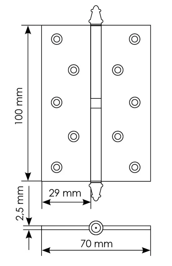 Петля карточная разъемная MSN 100X70X2.5 R COF с подшипником стальная правая, врезная, цвет кофе фото купить в Улан-Удэ