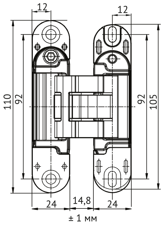 Петля скрытая HH-28 SC врезная с 3D-регулировкой вес полотна до 40 кг, цвет матовый хром фото купить в Улан-Удэ
