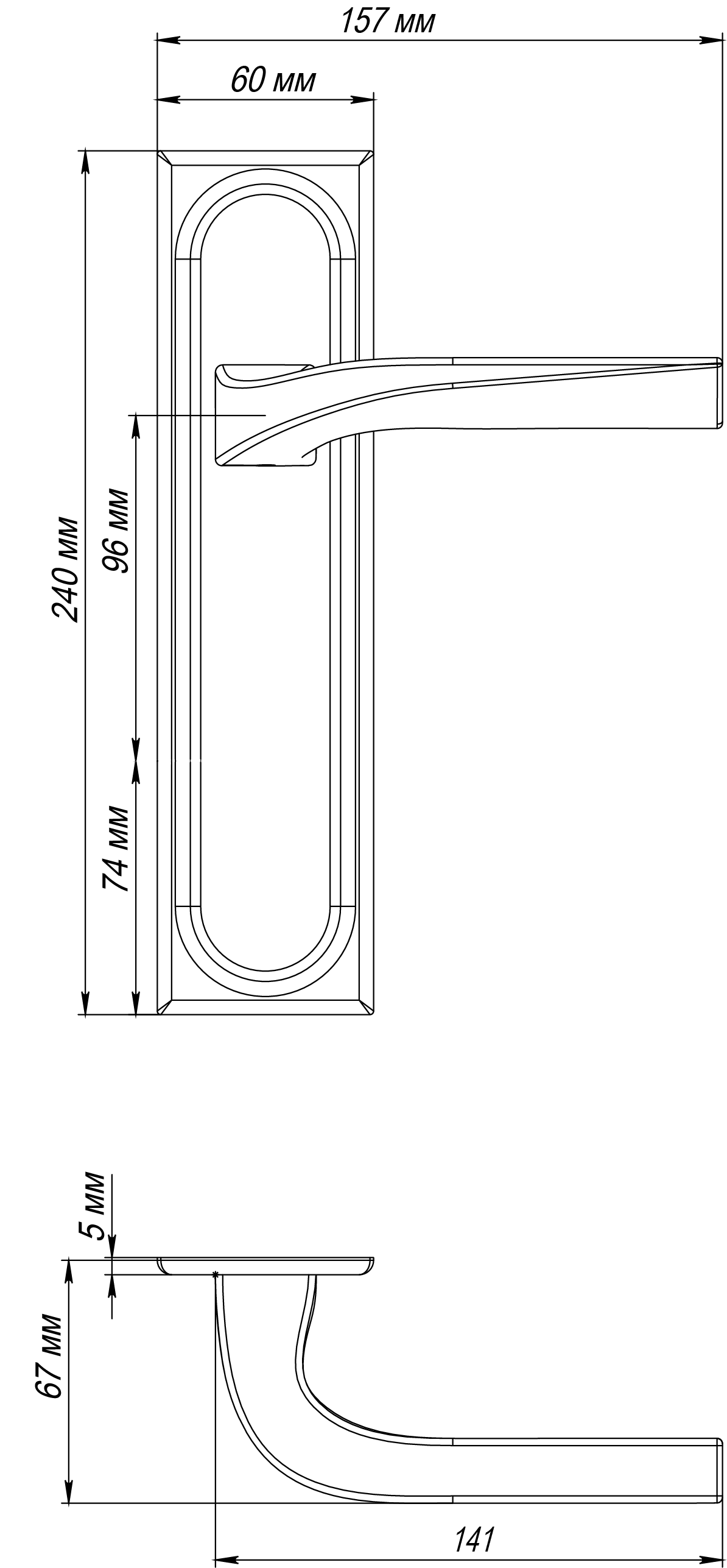 Ручка дверная WD CONCERT HALL PLS SST на планке, цвет Летняя гроза/Summer Storm фото фурнитура Улан-Удэ