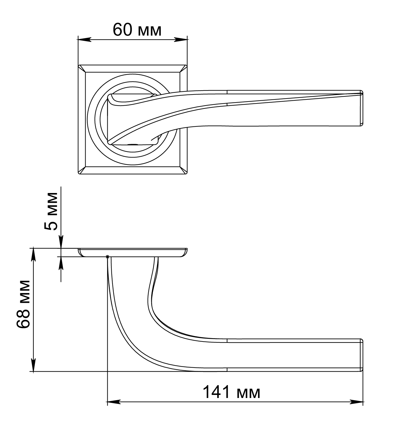 Ручка дверная WD CONCERT HALL S7 AH на квадратной розетке, цвет Осенний мёд/Autumn Honey фото фурнитура Улан-Удэ