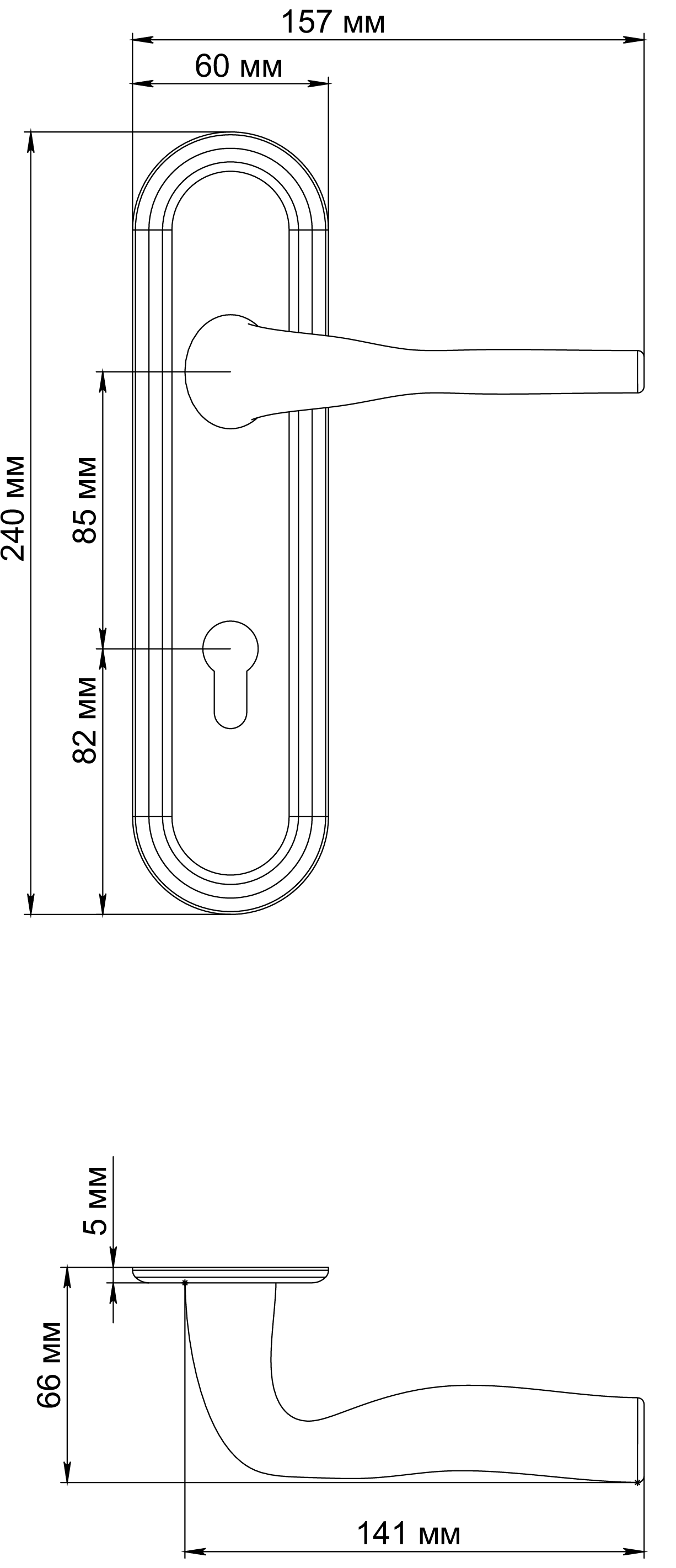 Ручка дверная LVB PLR KH SST на планке под ключевой цилиндр, цвет Летняя гроза/Summer Storm фото купить в Улан-Удэ