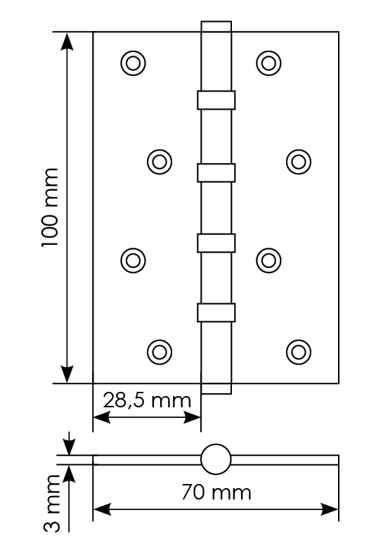 Петля универсальная карточная MBU 100X70X3-4BB AB латунь, врезная, цвет бронза фото купить в Улан-Удэ