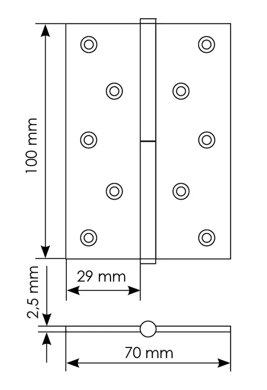 Петля универсальная разъемная MSD 100X70X2.5 AB L стальная левая, врезная, цвет бронза фото купить в Улан-Удэ