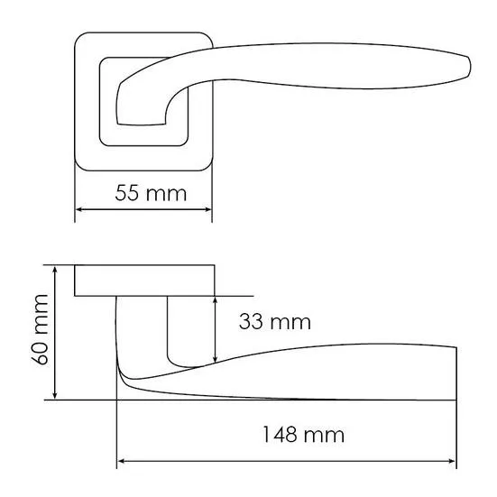 Ручка дверная SHELL MH-45 GR/CP-S55 раздельная на квадратной розетке, цвет графит/хром, ЦАМ Light фото купить в Улан-Удэ