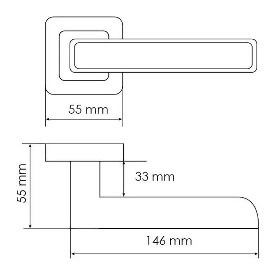 Ручка дверная FLEX MH-44 GR/CP-S55 раздельная на квадратном основании, цвет графит/хром, ЦАМ Light фото купить в Улан-Удэ