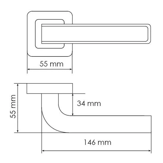 Ручка дверная EON MH-46 GR/CP-S55 раздельная на квадратной розетке, цвет графит/хром, ЦАМ Light фото фурнитура Улан-Удэ