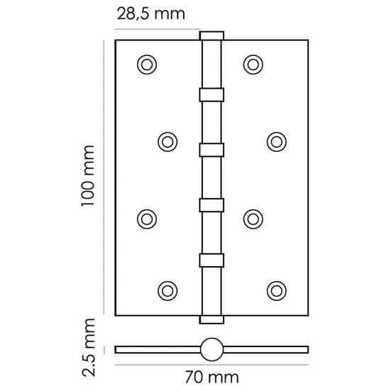 Петля карточная универсальная MS 100X70X2.5-4BB BL, врезная, цвет черный, сталь фото купить в Улан-Удэ