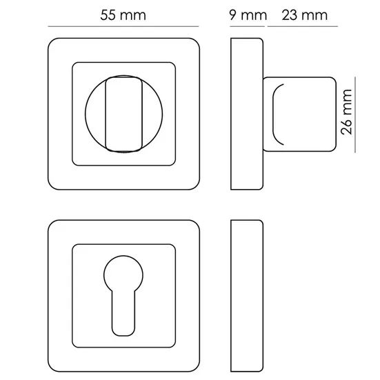 Завертка сантехническая MH-WC-S55 GR/PC квадратная цвет графит/хром фото купить в Улан-Удэ