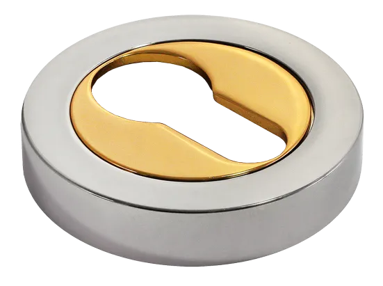 LUX-KH-R2 COT, накладка на евроцилиндр, цвет - глянцевый хром/золото фото купить Улан-Удэ